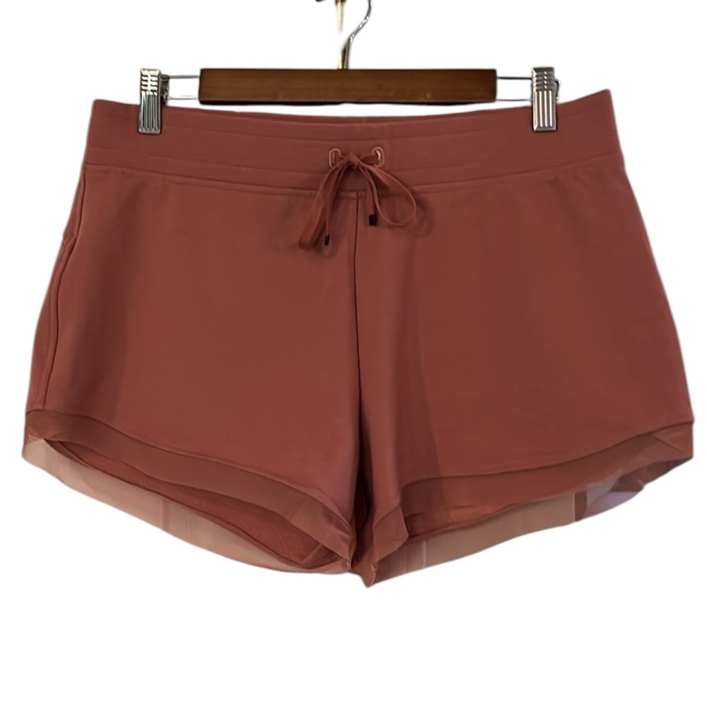 VICTORIA SPORT DRAWSTRING SHORTS WITH MESH TRIM MAUVE PINK SIZE MEDIUM